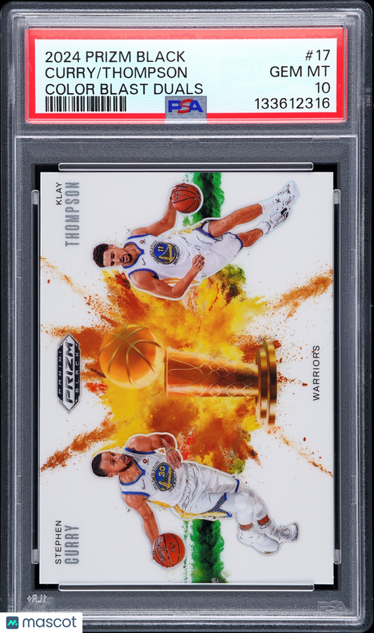 2024 Panini Prizm Black Color Blast Duals Curry Thompson #17 PSA 10