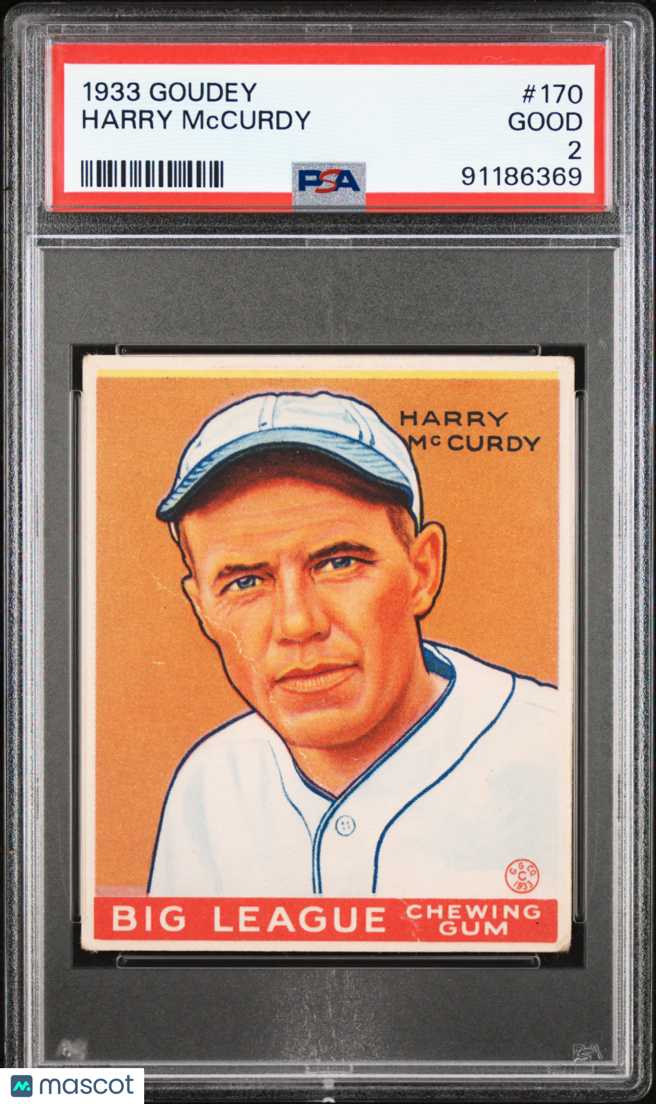 1933 Goudey Harry Mccurdy #170 PSA 2