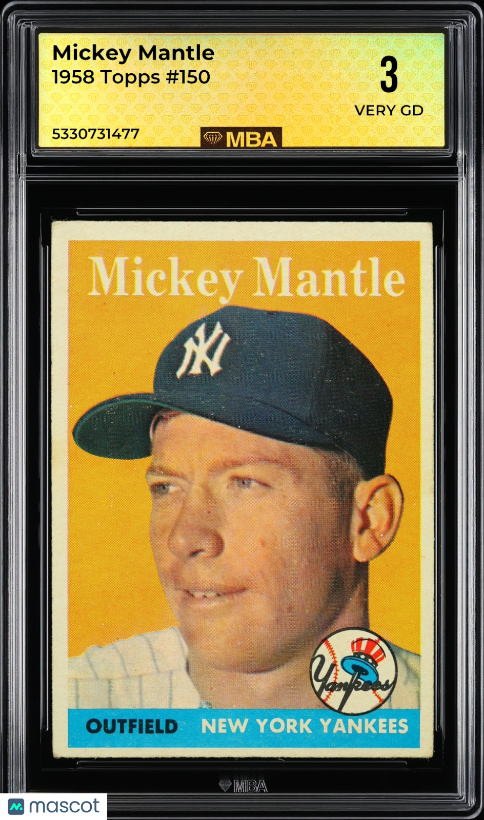 1958 Topps Mickey Mantle #150 MBA 3