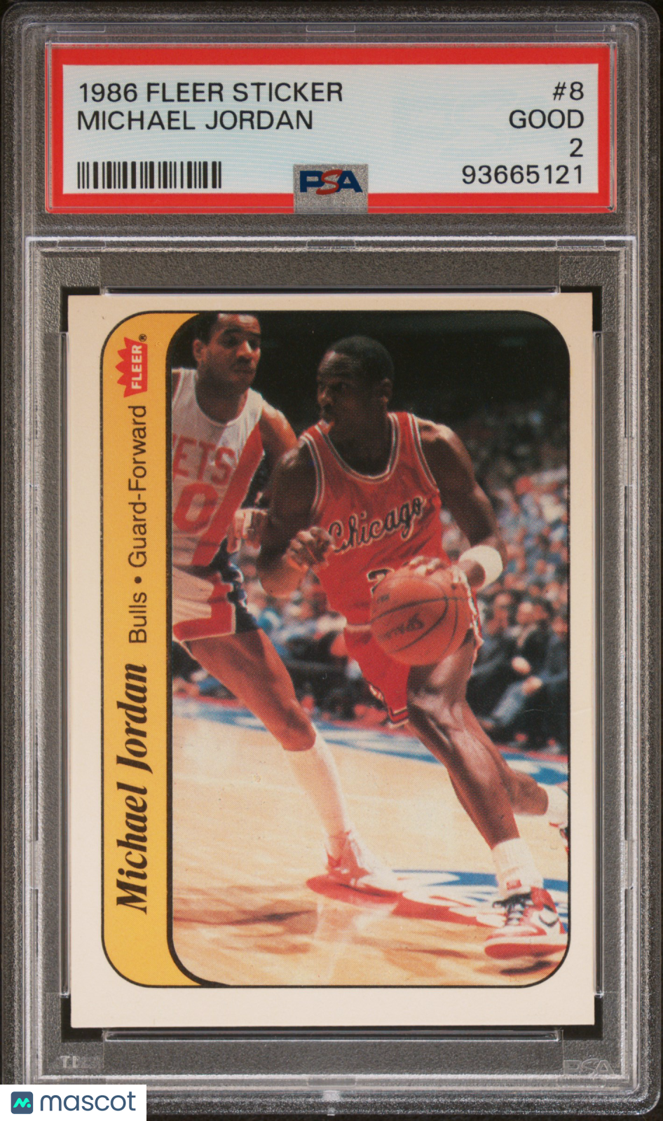 1986 Fleer Sticker Michael Jordan #8 PSA 2