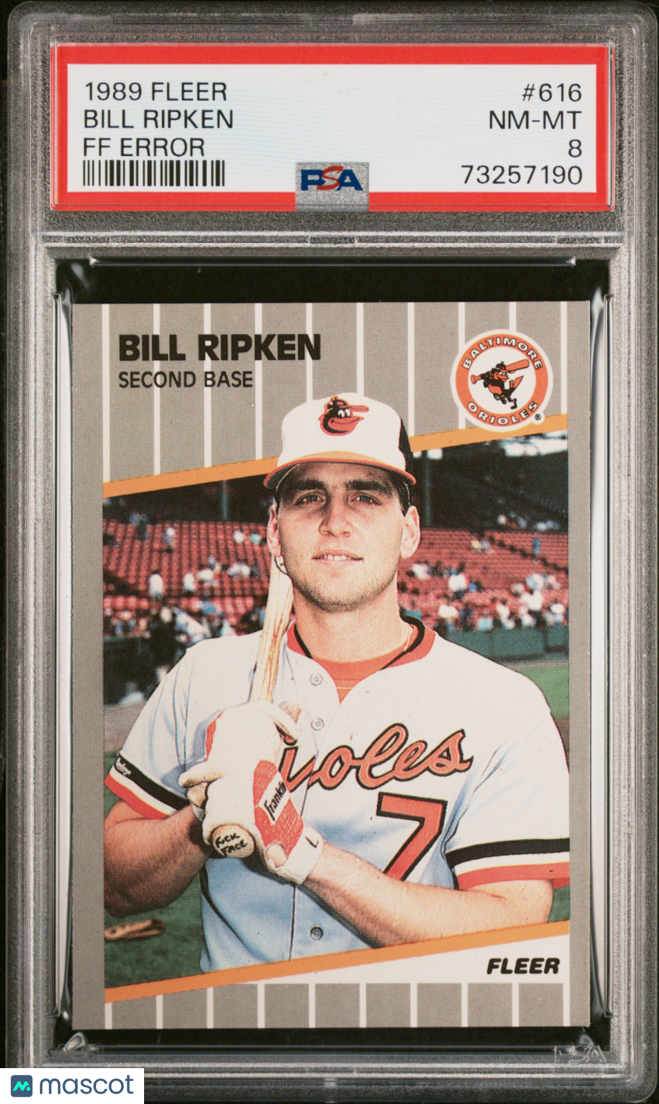1989 Fleer Bill Ripken #616 FF Error PSA 8