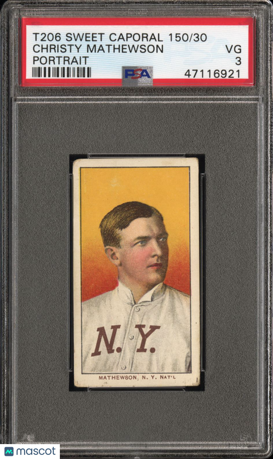 1909-11 T206 Sweet Caporal 150/30 Christy Mathewson Portrait PSA 3