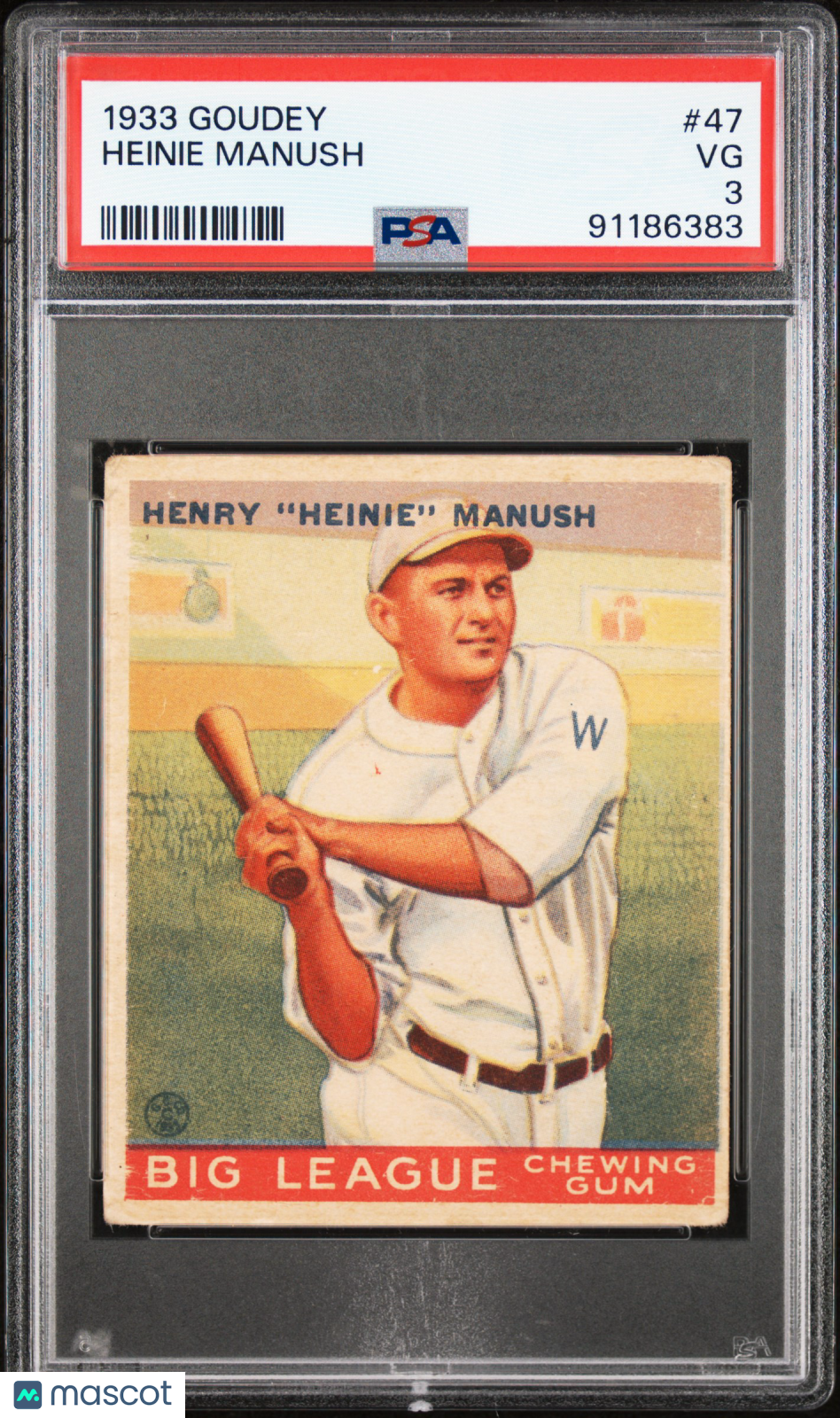 1933 Goudey Heinie Manush #47 PSA 3