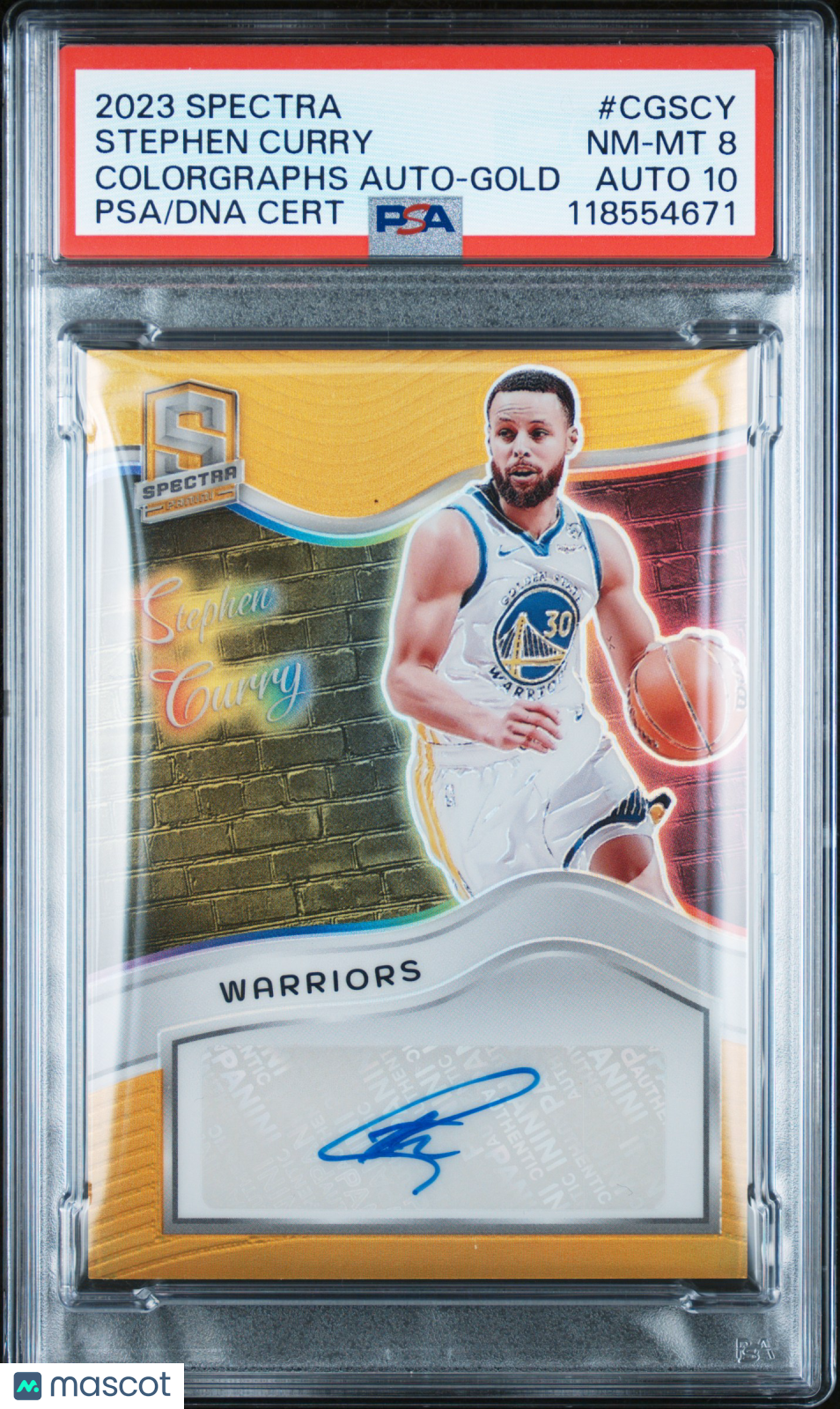 2023 Panini Spectra Colorgraph Autograph Stephen Curry #CGSCY Gold PSA 8 Auto 10