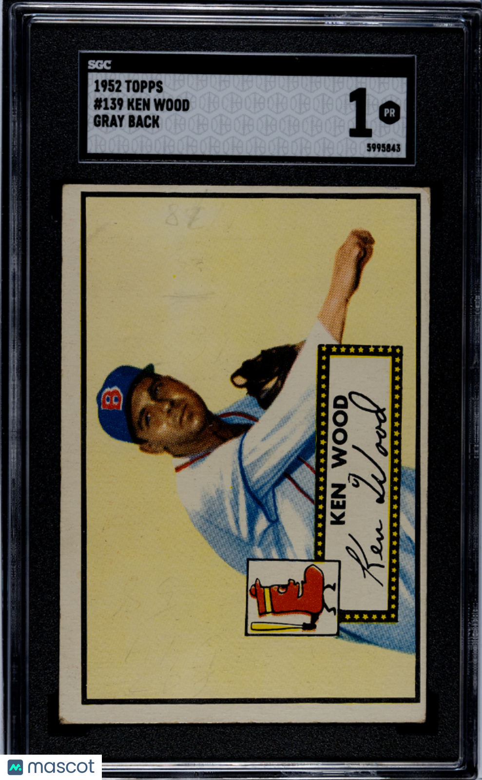 1952 Topps Ken Wood #139 Gray Back SGC 1