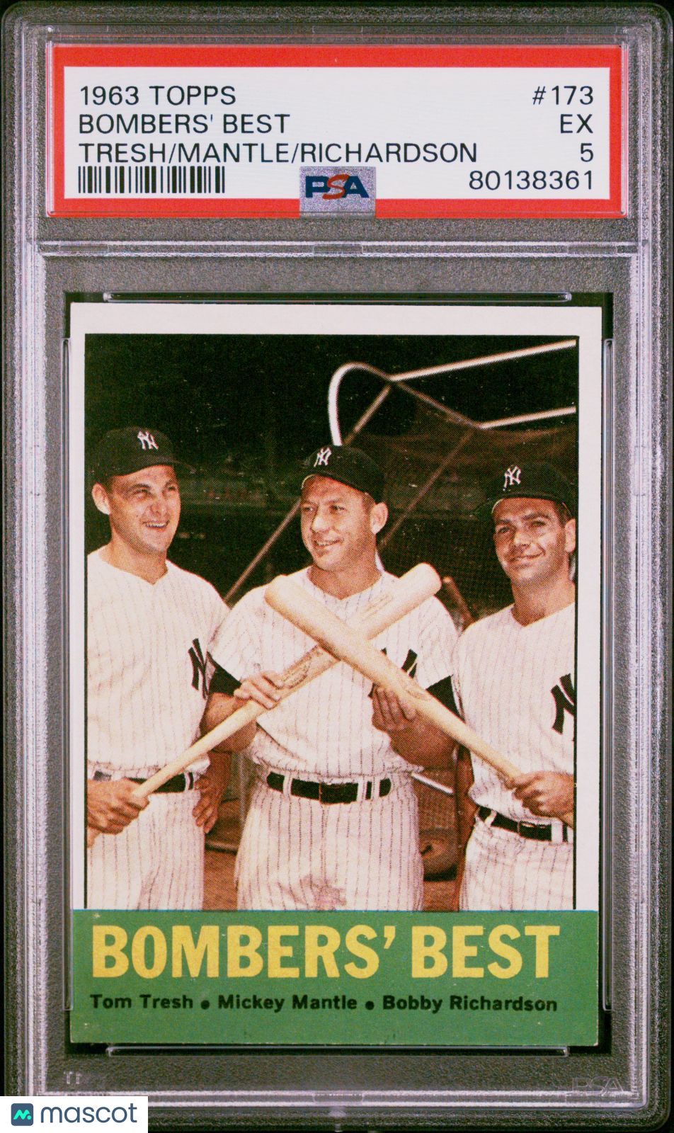1963 Topps Bombers' Best #173 Tresh Mantle Richardson PSA 5