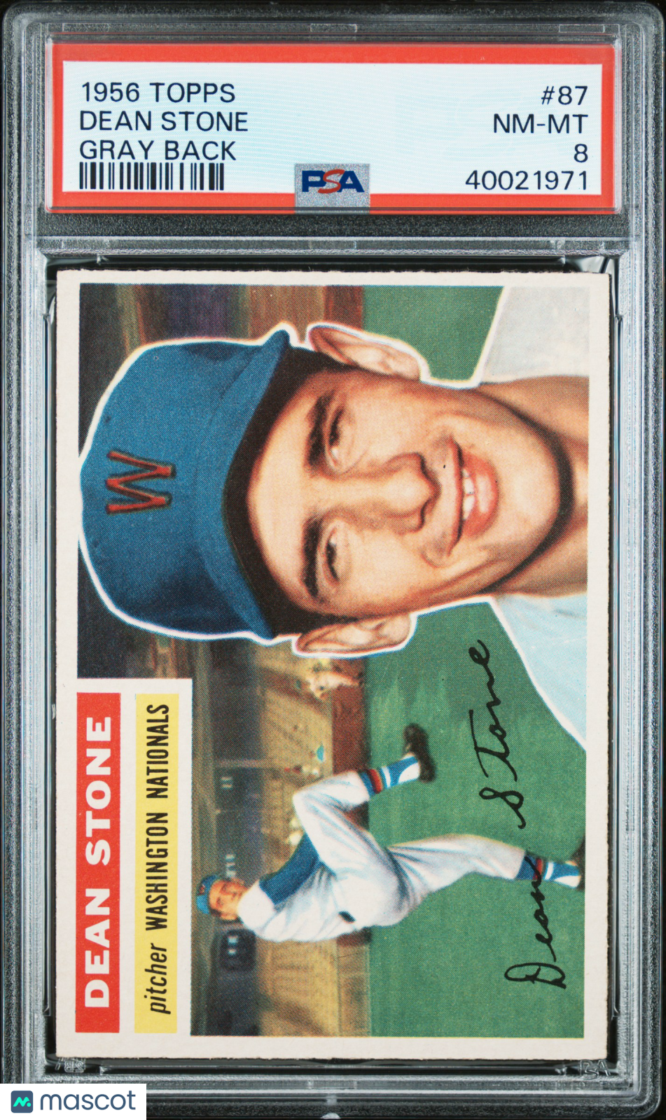 1956 Topps Dean Stone #87 Gray Back PSA 8