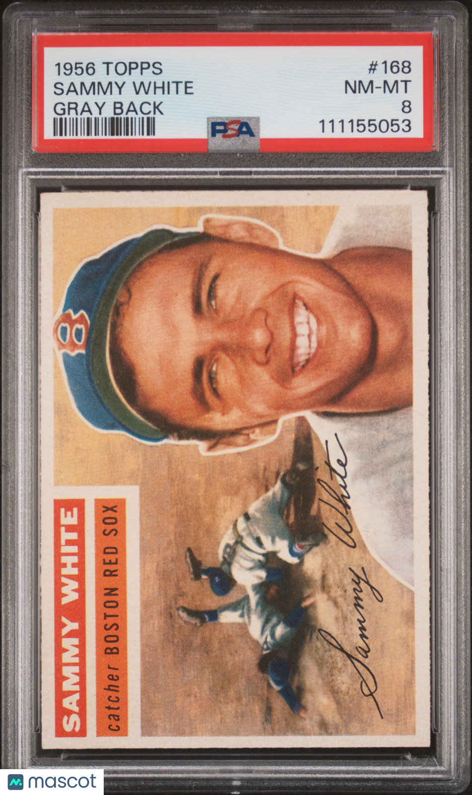 1956 Topps Sammy White #168 Gray Back PSA 8
