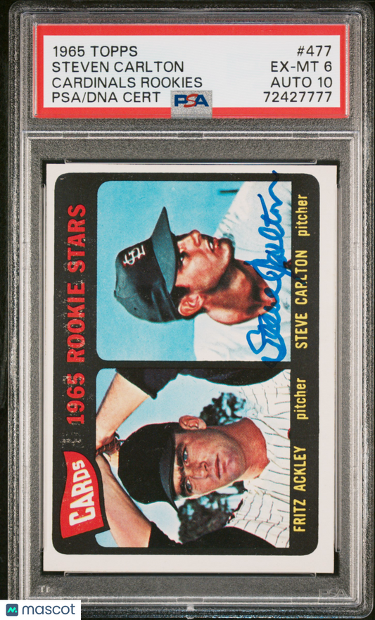 1965 Topps Cardinals Rookies #477 Cardinals Rookies PSA 6 Auto 10