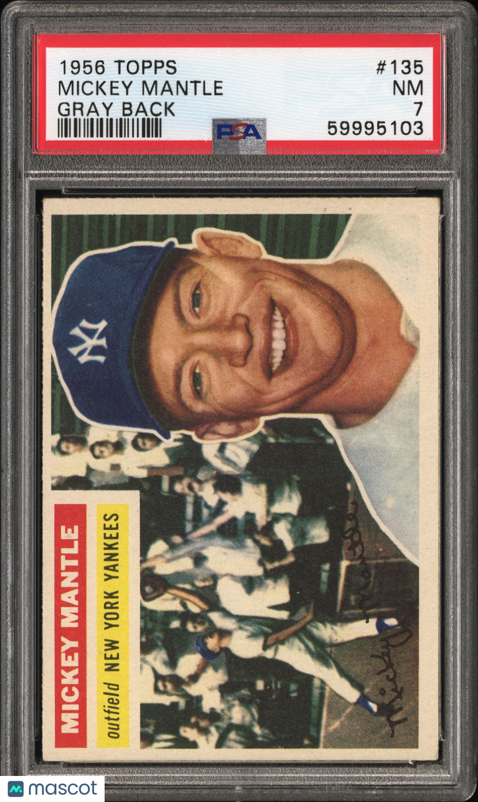 1956 Topps Mickey Mantle #135 Gray Back PSA 7