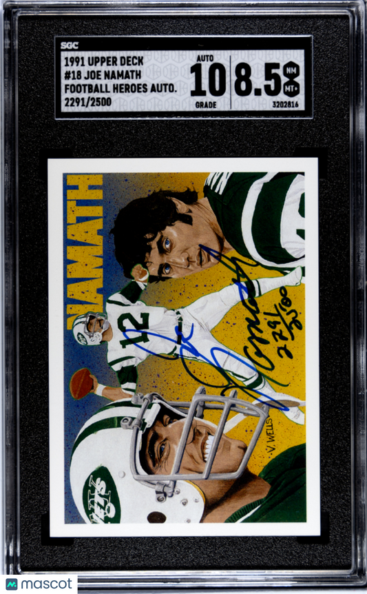1991 Upper Deck Joe Namath #18 Football Heroes Autograph SGC 8.5 Auto 10