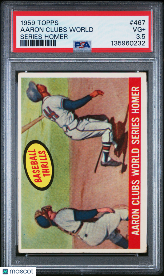 1959 Topps Aaron Clubs World #467 Series Homer PSA 3.5