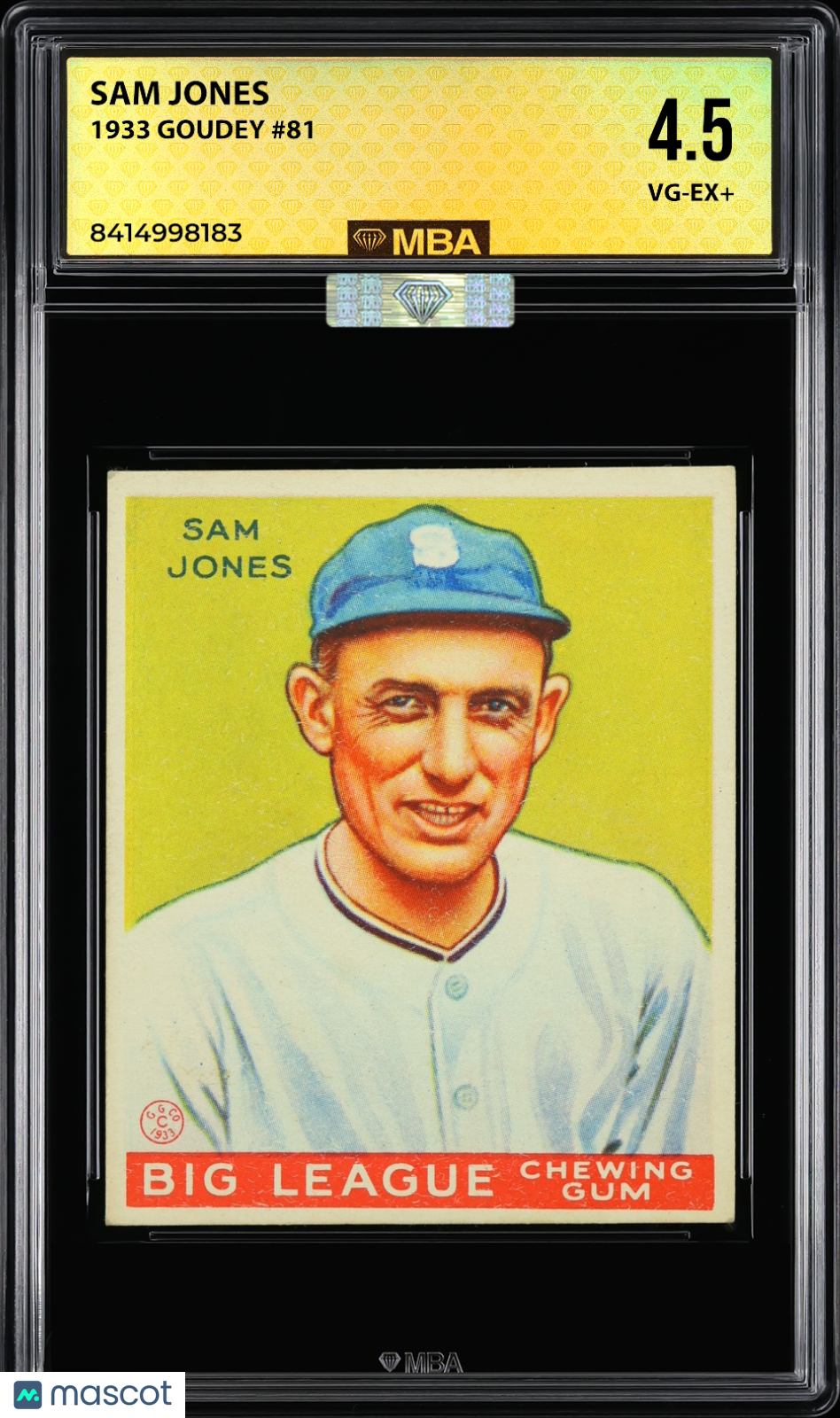 1933 Goudey Sam Jones #81 MBA 4.5 MBA Silver