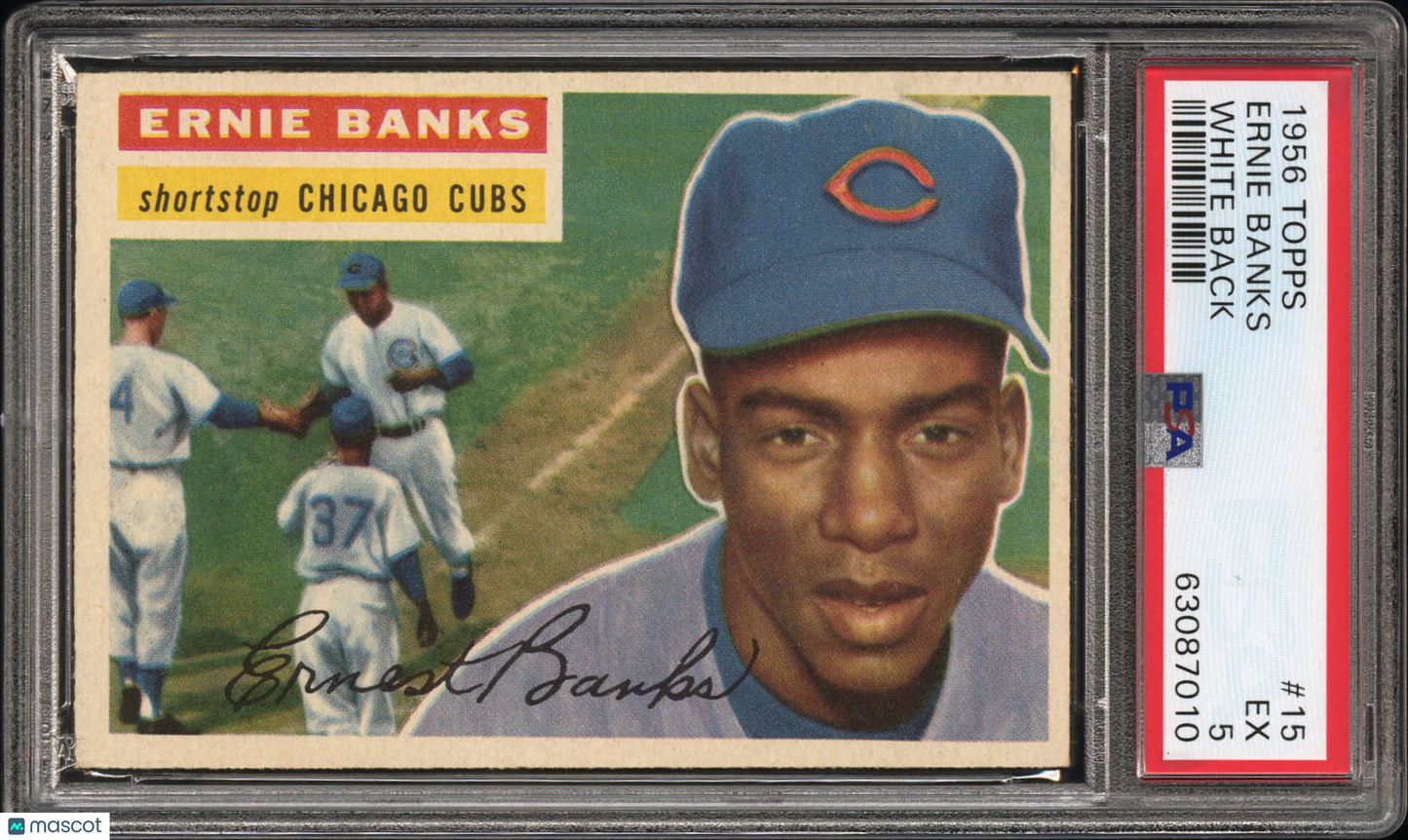1956 Topps Ernie Banks #15 White Back PSA 5