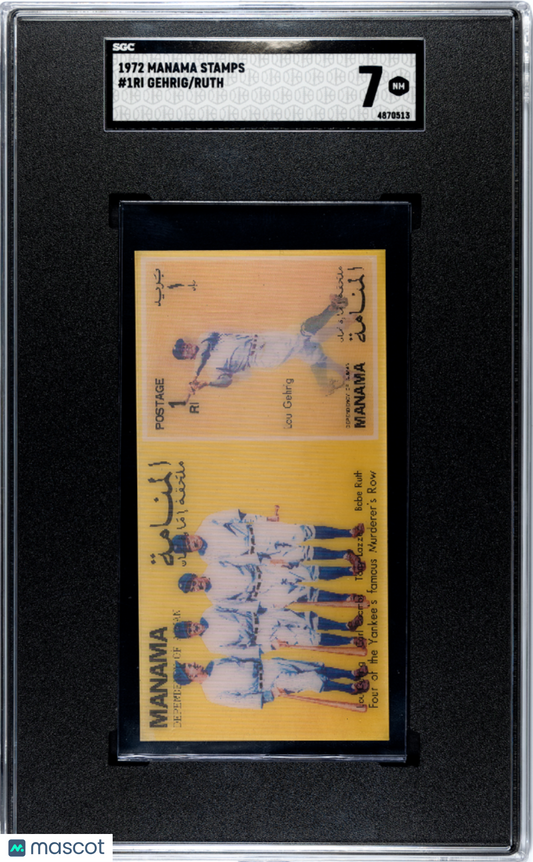 1972 Manama Stamps Ruth Gehrig #1RI SGC 7