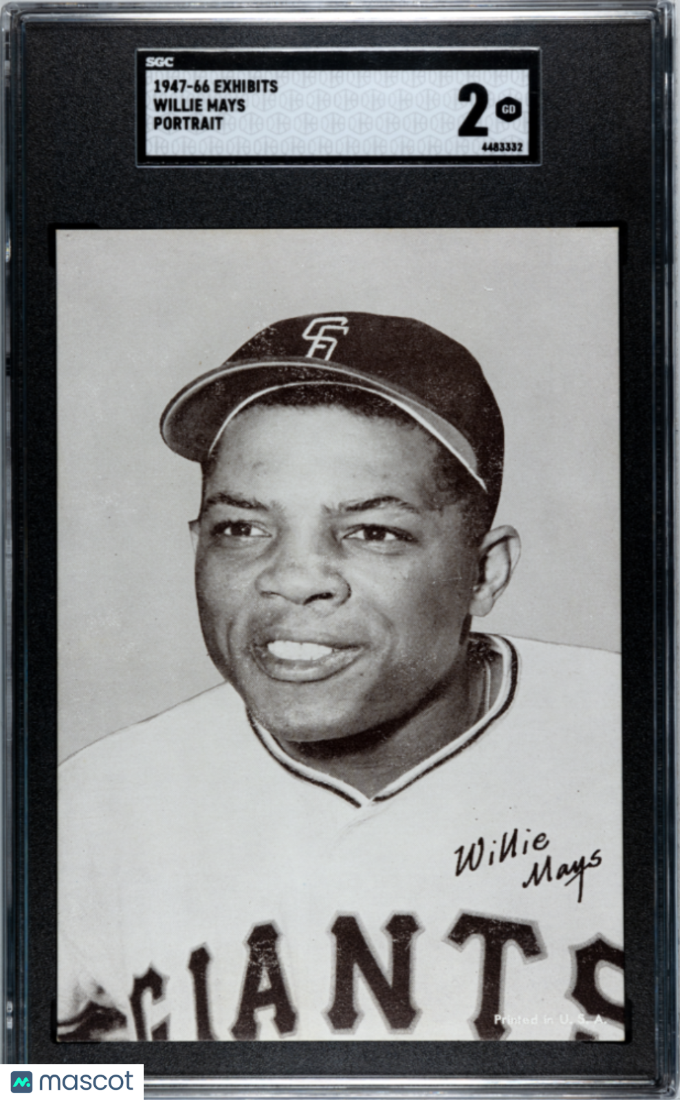 1947 Exhibits Willie Mays Portrait SGC 2
