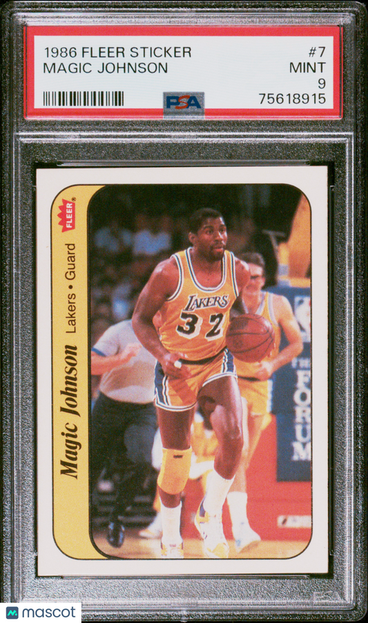 1986 Fleer Sticker Magic Johnson #7 PSA 9