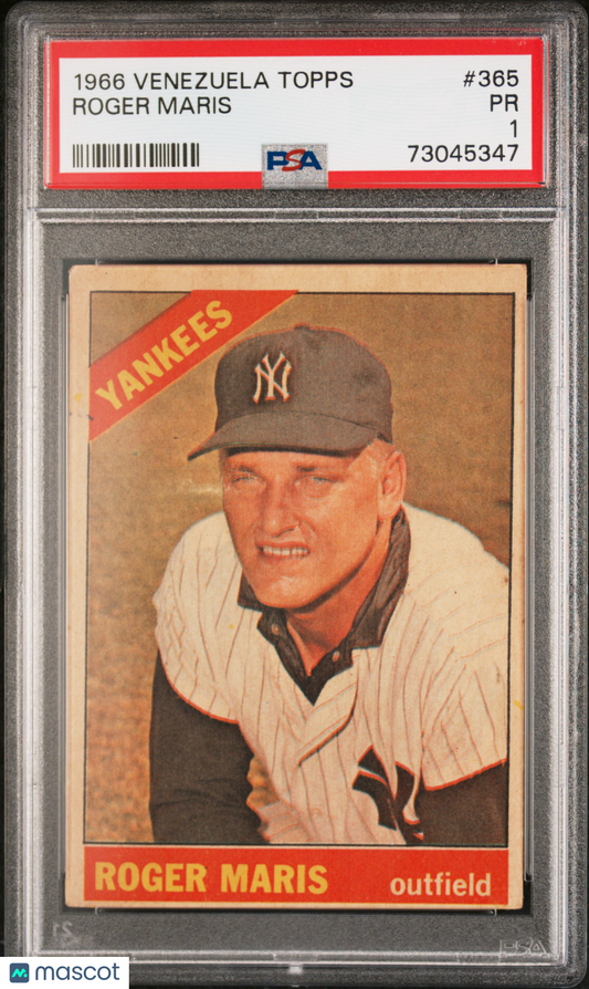 1966 Venezuela Topps Roger Maris #365 PSA 1