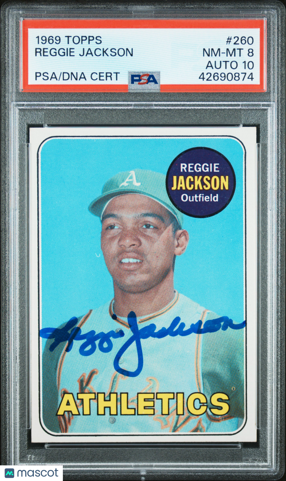 1969 Topps Reggie Jackson #260 PSA 8 Auto 10