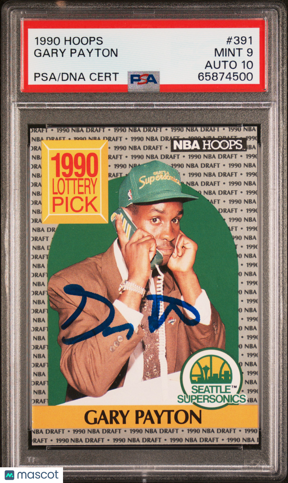 1990 Hoops Gary Payton #391 PSA 9 Auto 10