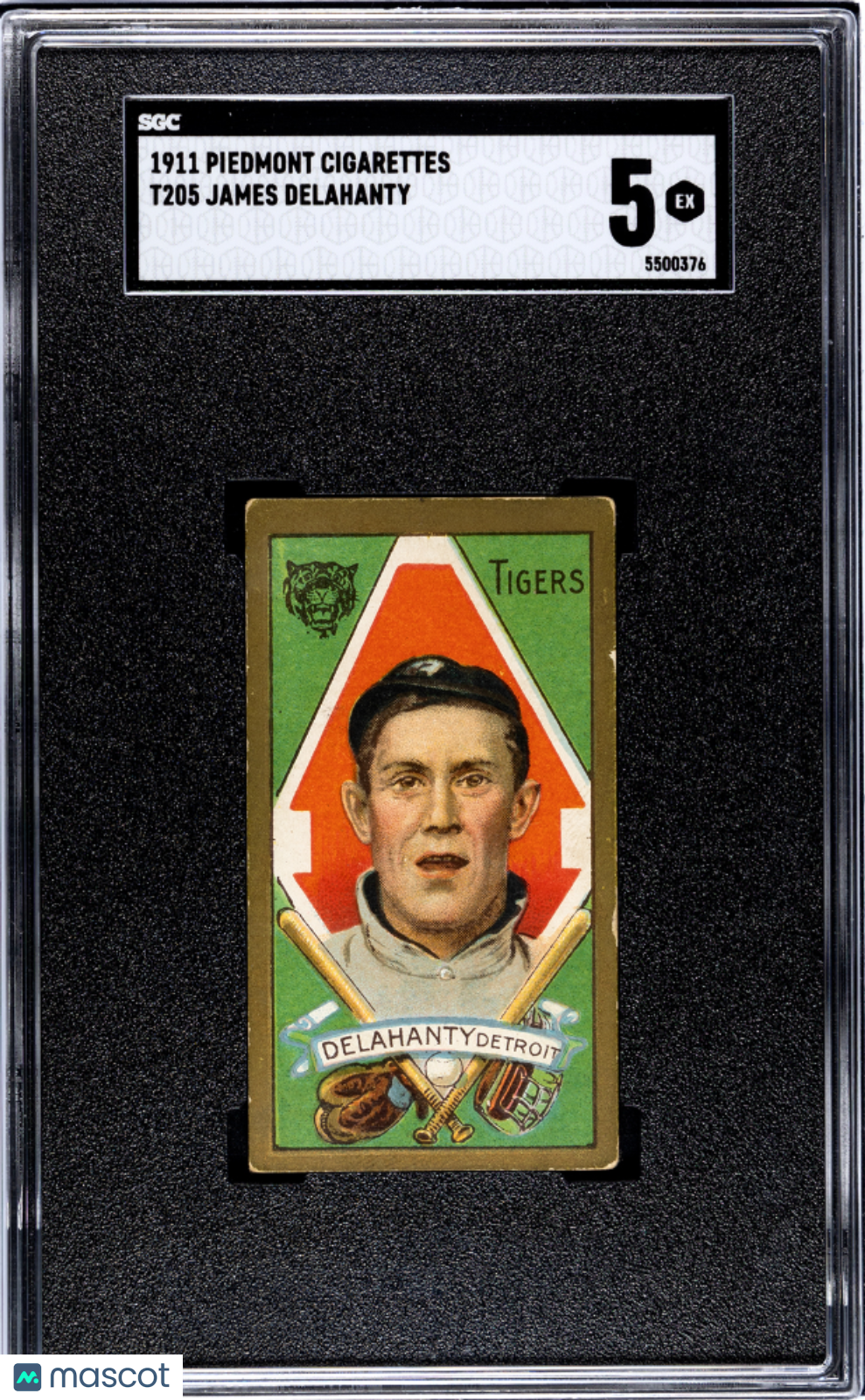 1911 Piedmont Cigarettes (T205) James Delahanty SGC 5