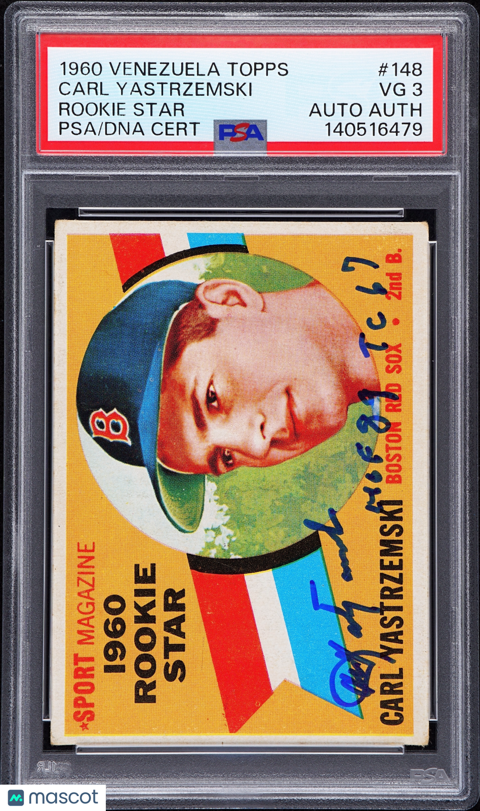 1960 Venezuela Topps Carl Yastrzemski #148 Rookie Star PSA 3 Auto A