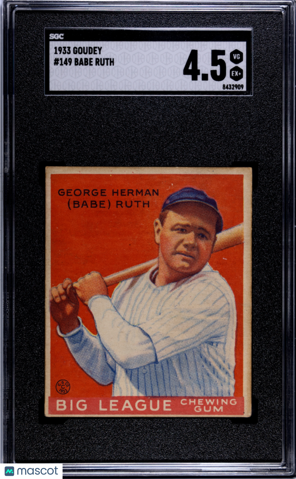 1933 Goudey Babe Ruth #149 SGC 4.5