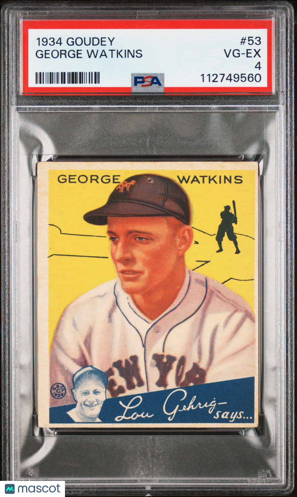 1934 Goudey George Watkins #53 PSA 4