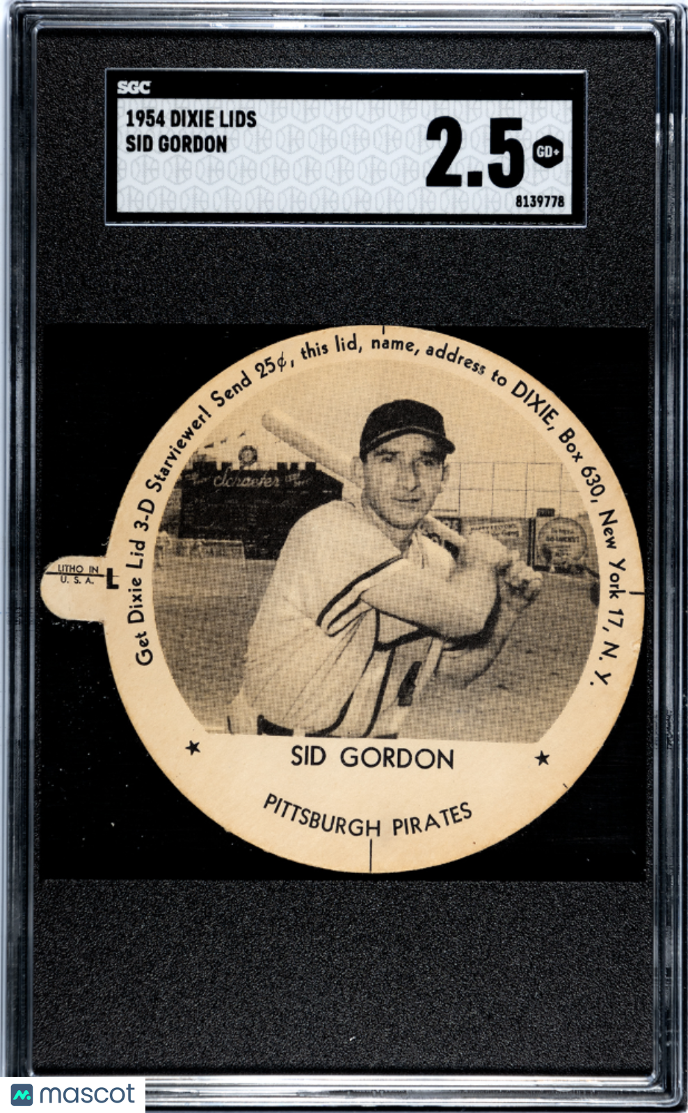 1954 Dixie Lids Sid Gordon SGC 2.5
