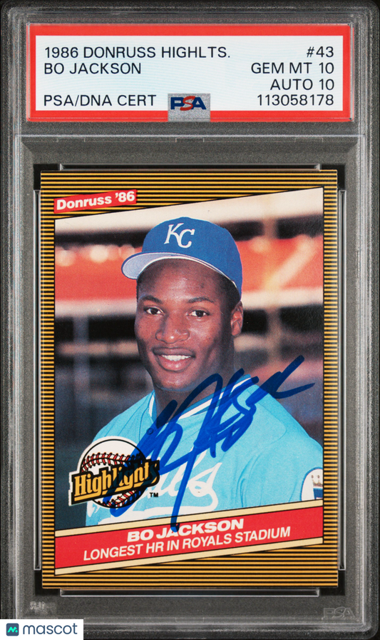 1986 Donruss Highlights Bo Jackson #43 PSA 10 Auto 10