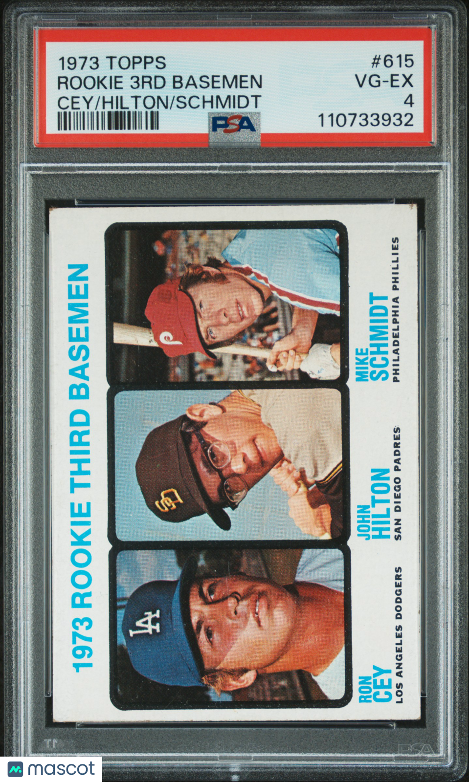 1973 Topps Rookie 3RD Basemen #615 Cey Hilton Schmidt PSA 4