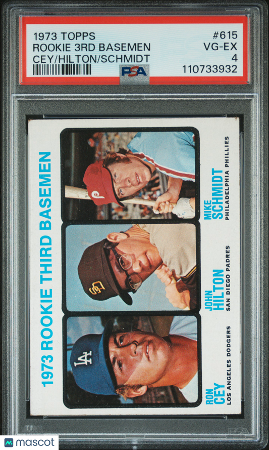 1973 Topps Rookie 3RD Basemen #615 Cey Hilton Schmidt PSA 4