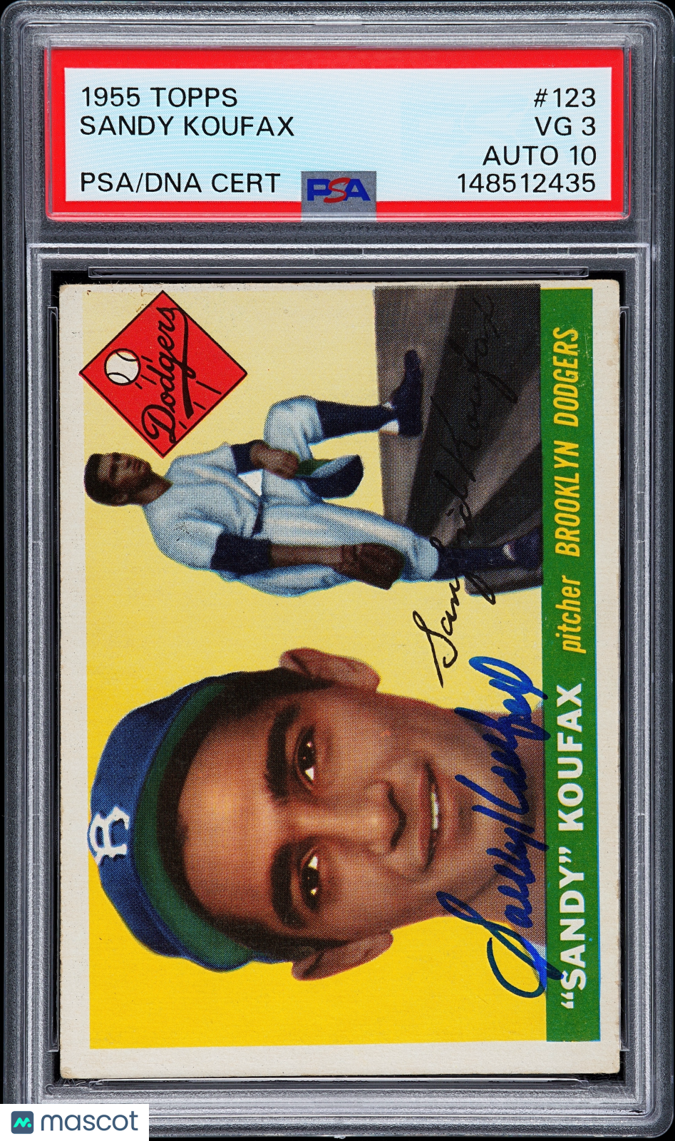 1955 Topps Sandy Koufax #123 PSA 3 Auto 10