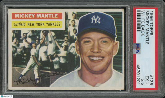 1956 Topps Mickey Mantle #135 White Back PSA 5.5