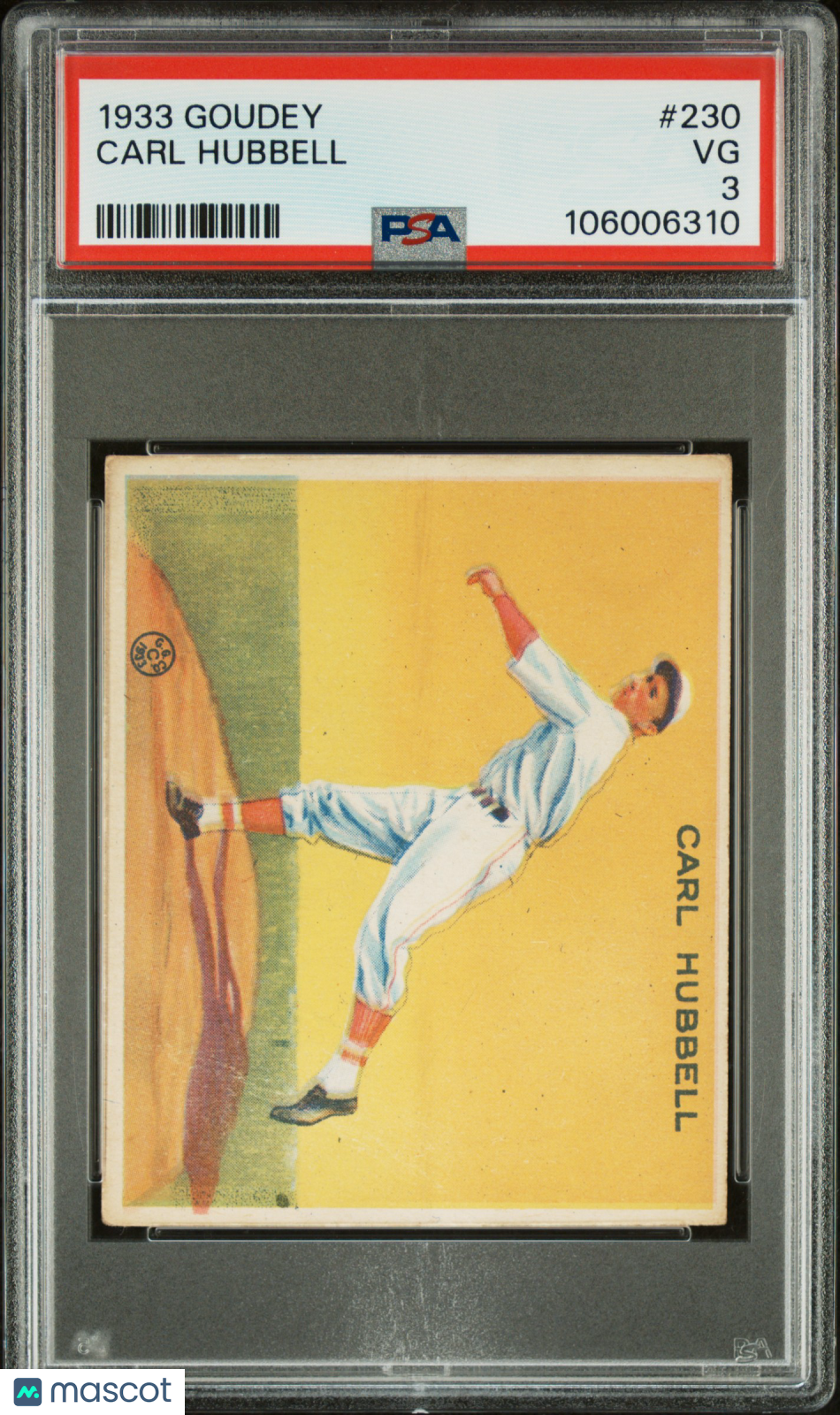 1933 Goudey Carl Hubbell #230 PSA 3
