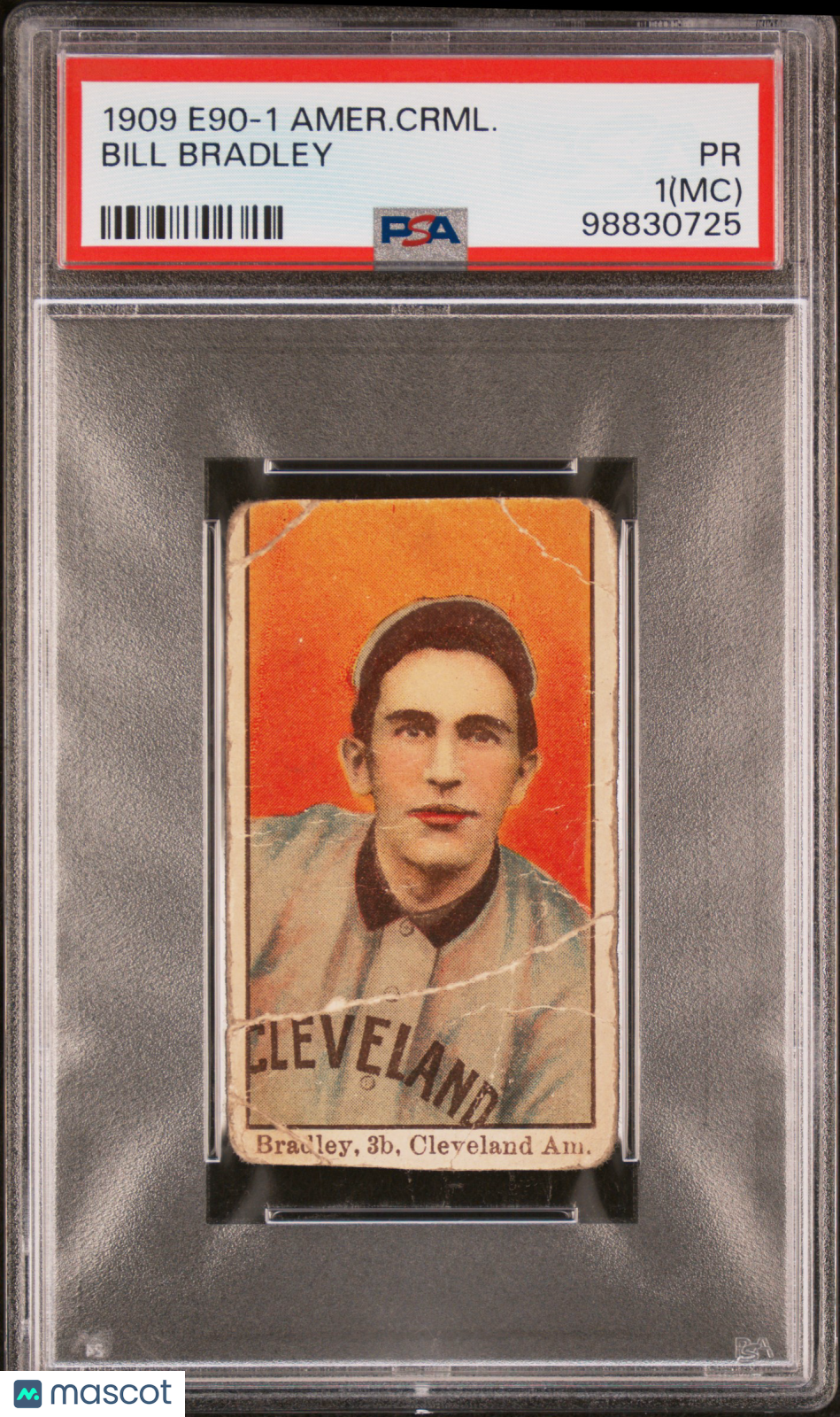1909 E90-1 American Caramel Bill Bradley PSA 1 MC