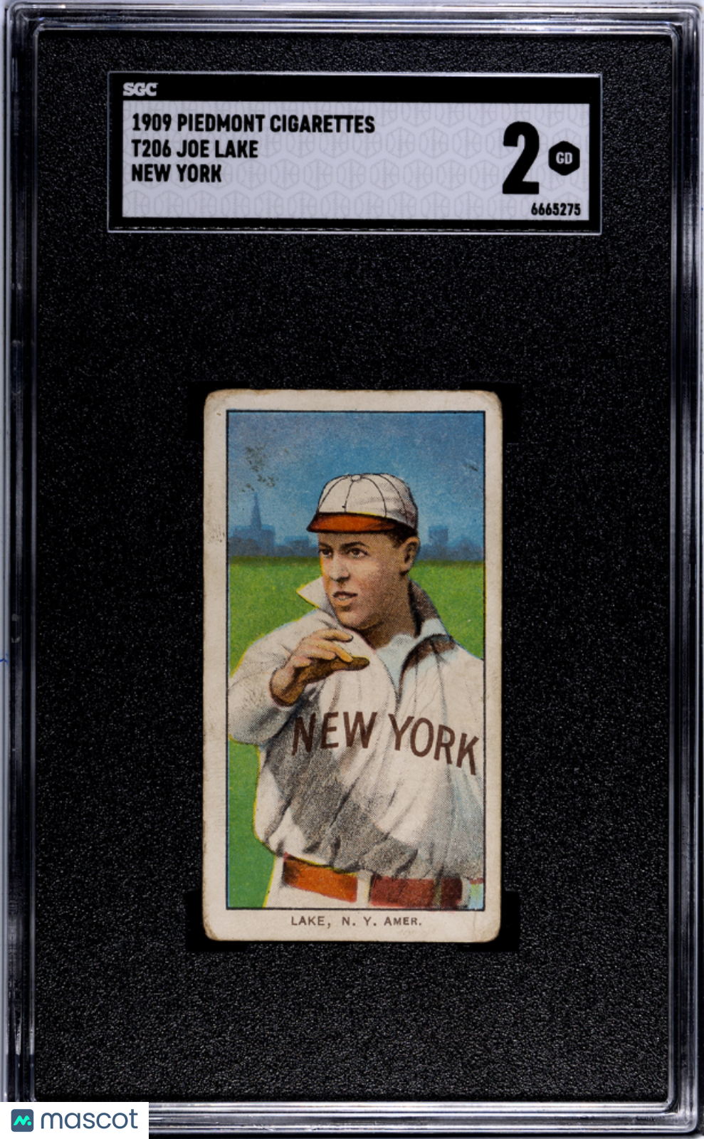1909 Piedmont Cigarettes (T206) Joe Lake New York SGC 2