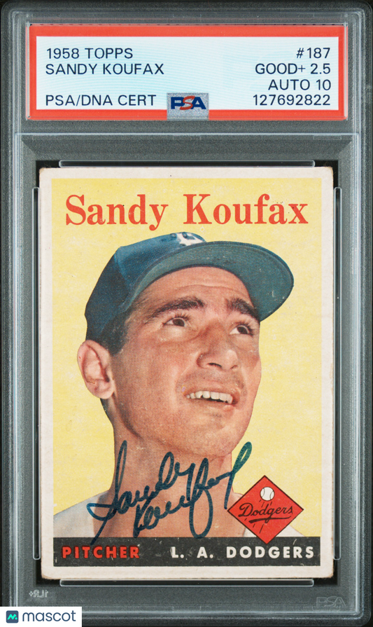 1958 Topps Sandy Koufax #187 PSA 2.5 Auto 10
