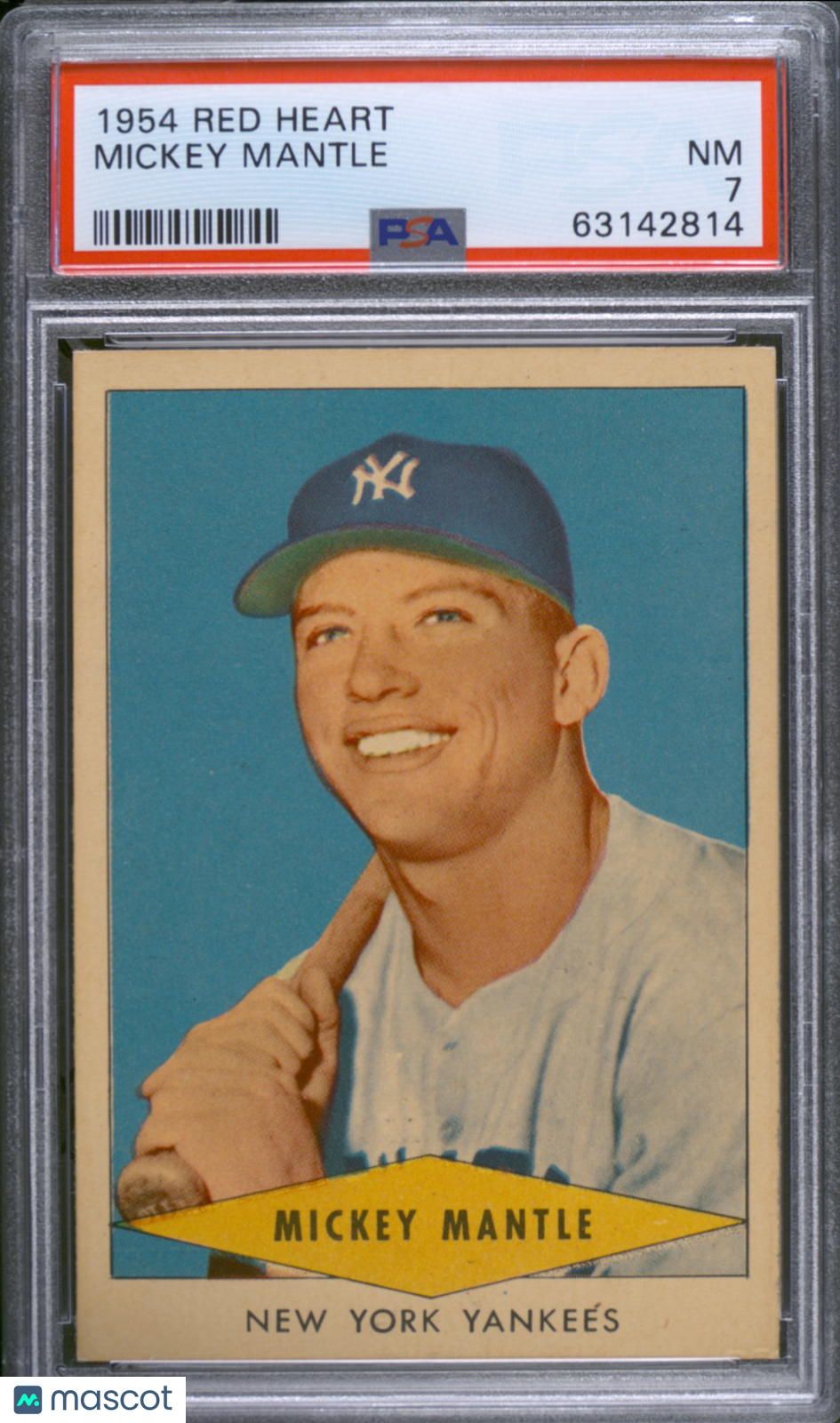 1954 Red Heart Mickey Mantle PSA 7