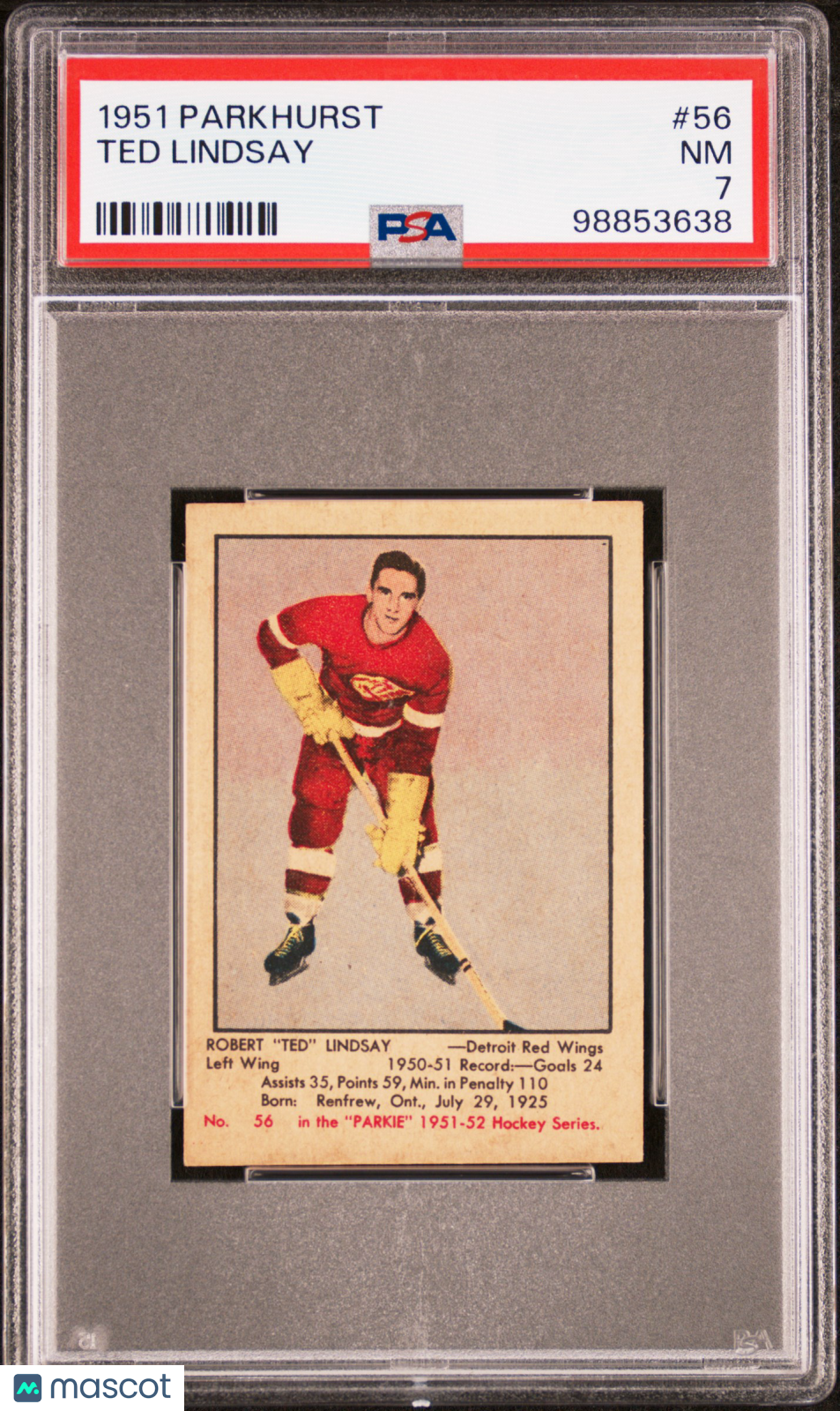1951 Parkhurst Ted Lindsay #56 PSA 7
