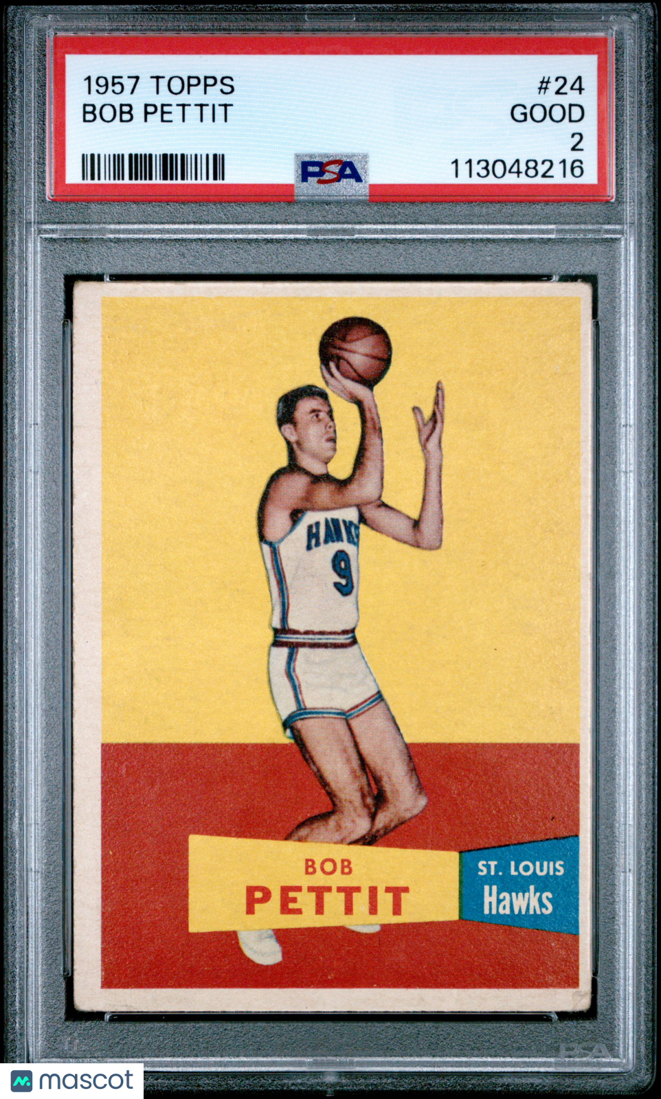 1957 Topps Bob Pettit #24 PSA 2