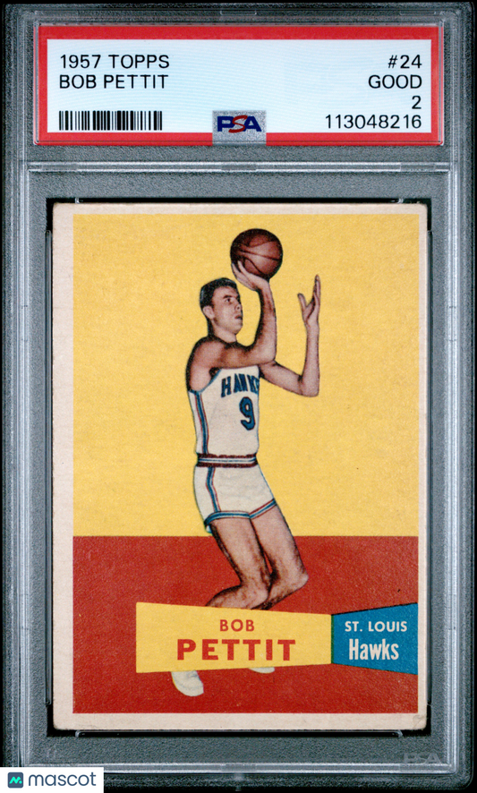1957 Topps Bob Pettit #24 PSA 2