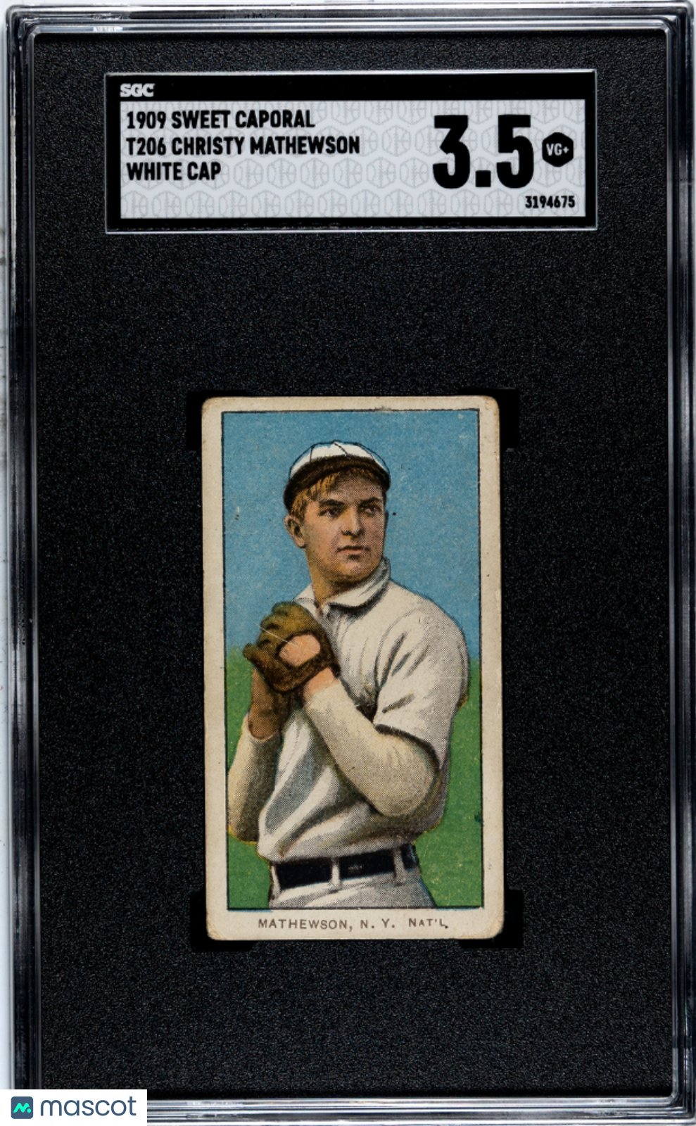 1909 Sweet Caporal (T206) Christy Mathewson White SGC 3.5