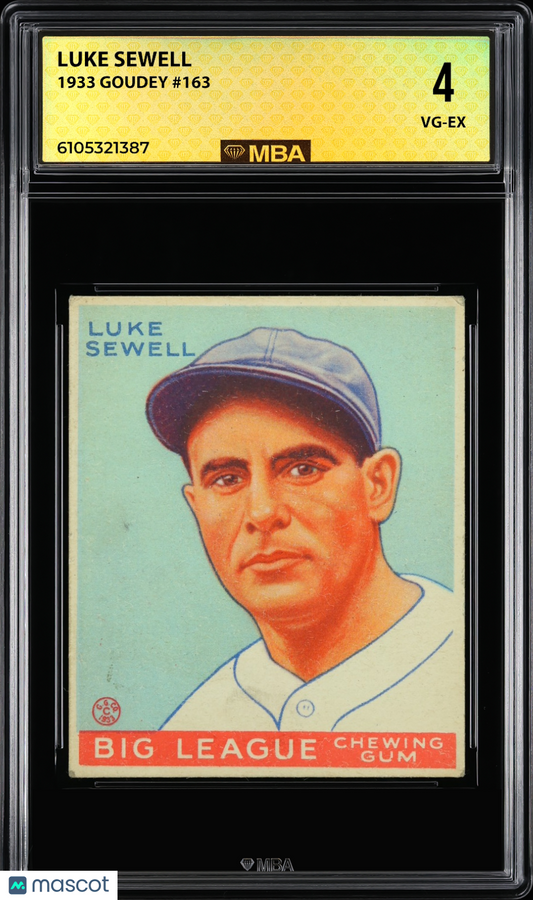1933 Goudey Luke Sewell #163 MBA 4