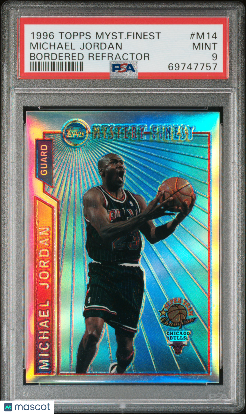 1996 Topps Mystery Finest Michael Jordan #M14 Bordered Refractor PSA 9