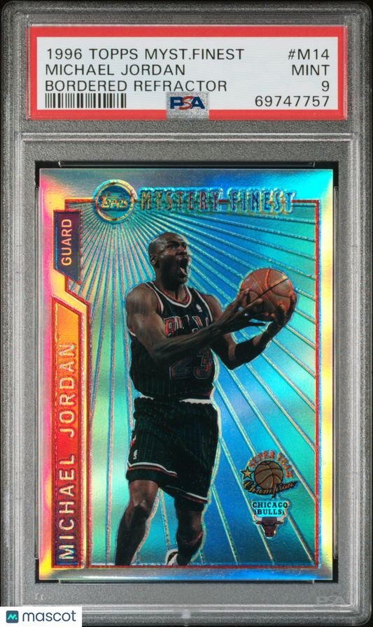 1996 Topps Mystery Finest Michael Jordan #M14 Bordered Refractor PSA 9