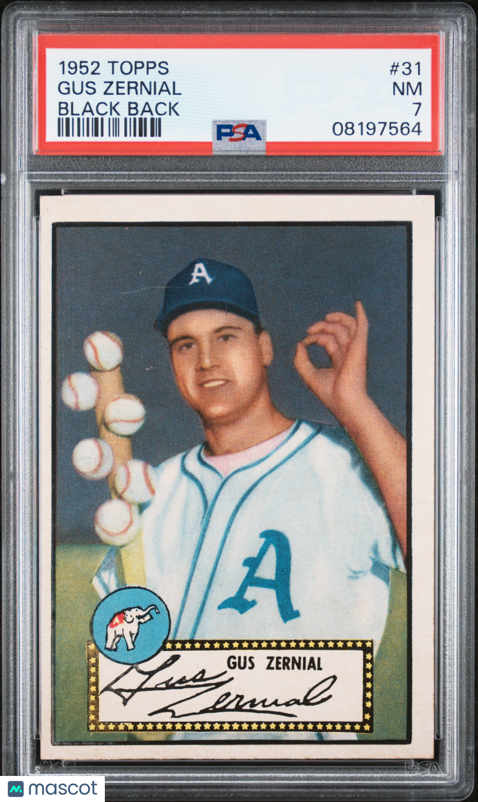 1952 Topps Gus Zernial #31 Black Back PSA 7