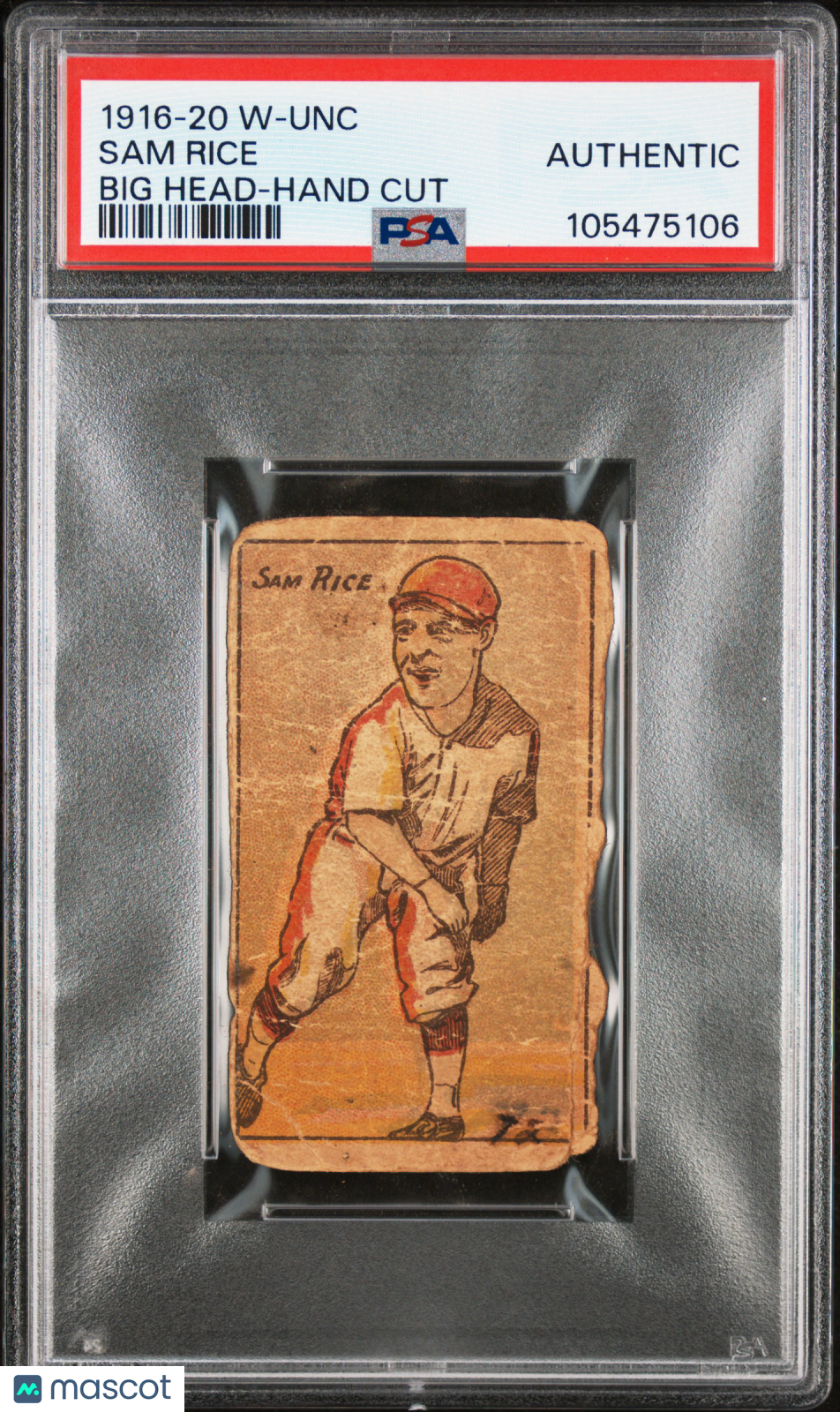 1916-20 W-Unc Big Head Hand Cut Sam Rice PSA A