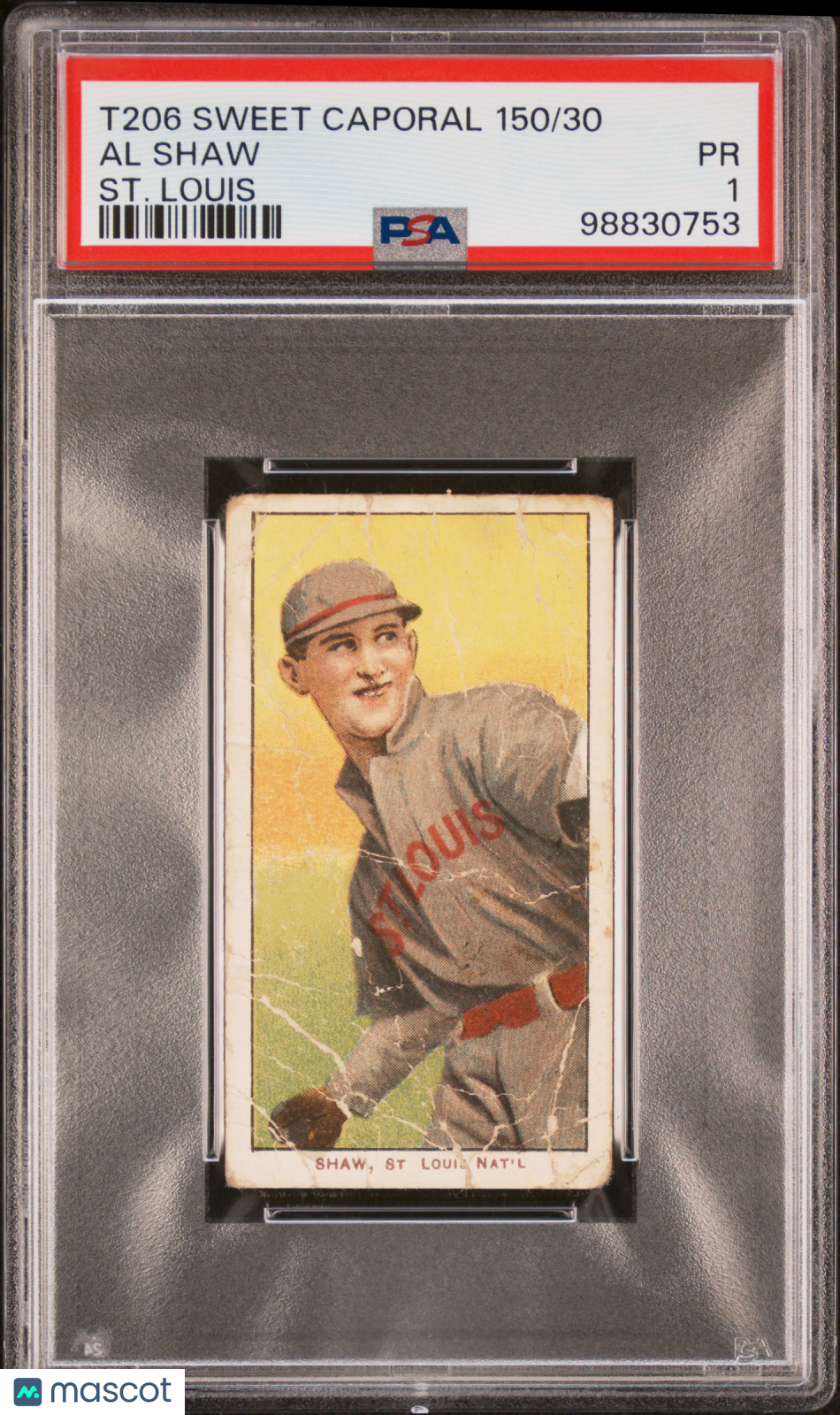 1909-11 T206 Sweet Caporal 150/30 Al Shaw ST. Louis PSA 1