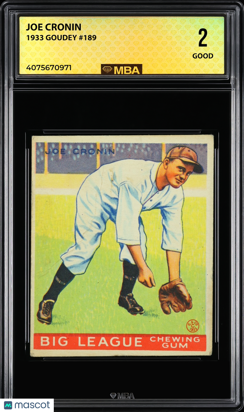 1933 Goudey Joe Cronin #189 MBA 2